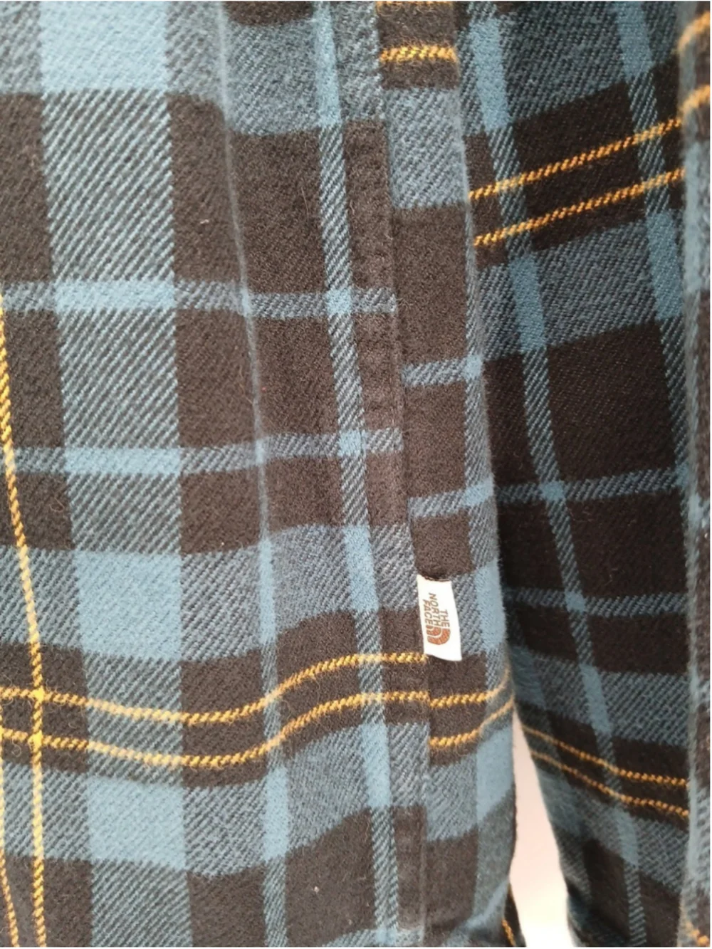 The North Face Long Sleeve Flannel Shirt Men's Small Blue/Yellow Plaid Outdoors